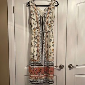 Lucky brand floral midi dress size m